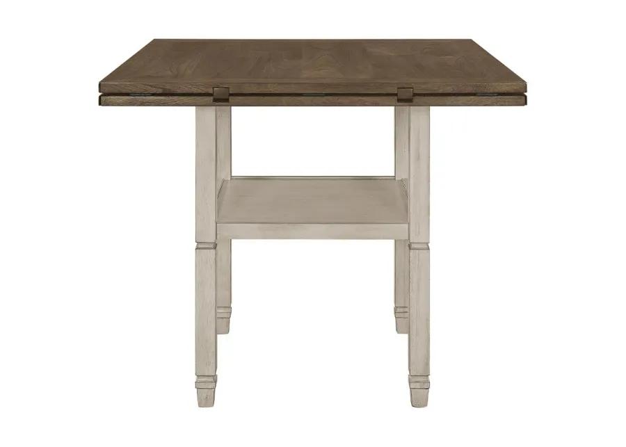 Sarasota Counter Height Table with Shelf Storage Nutmeg and Rustic Cream