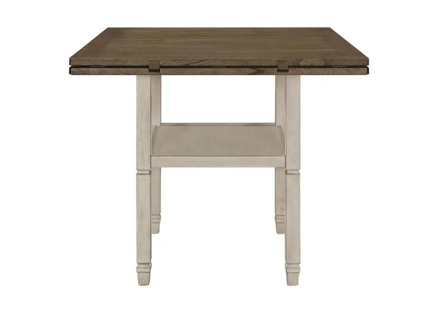 Sarasota Counter Height Table with Shelf Storage Nutmeg and Rustic Cream