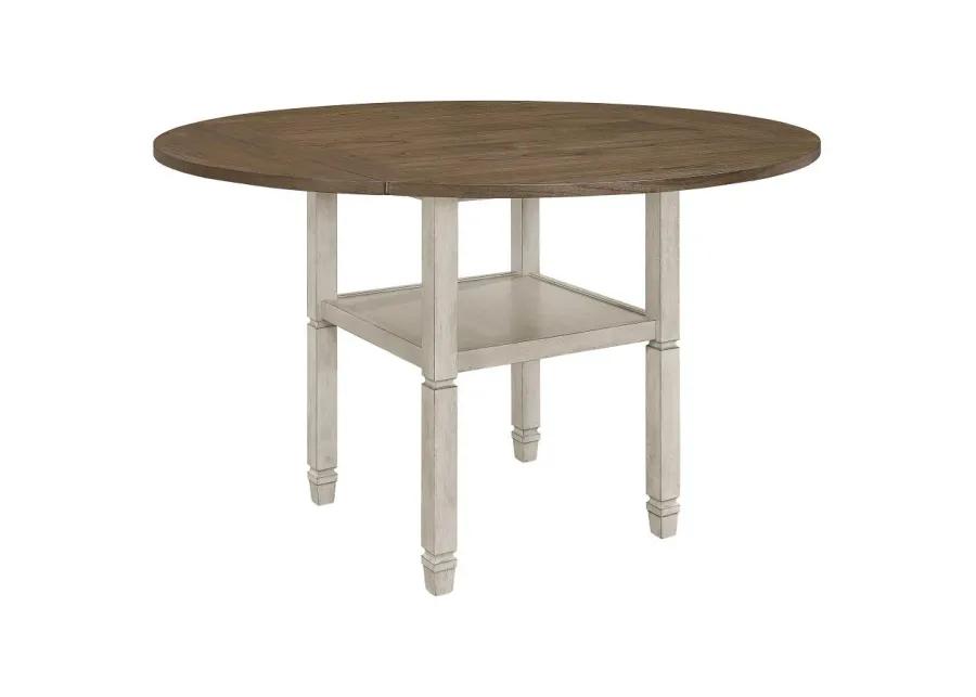 Sarasota Counter Height Table with Shelf Storage Nutmeg and Rustic Cream