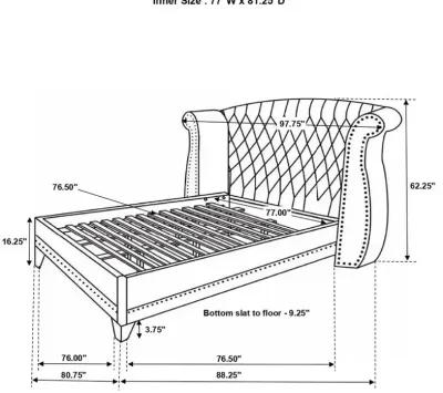 Barzini Eastern King Wingback Tufted Bed White