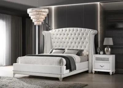 Barzini Eastern King Wingback Tufted Bed White