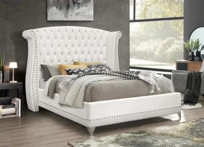 Barzini Eastern King Wingback Tufted Bed White