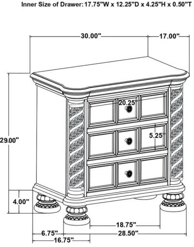 Emmett 3-drawer Nightstand Walnut