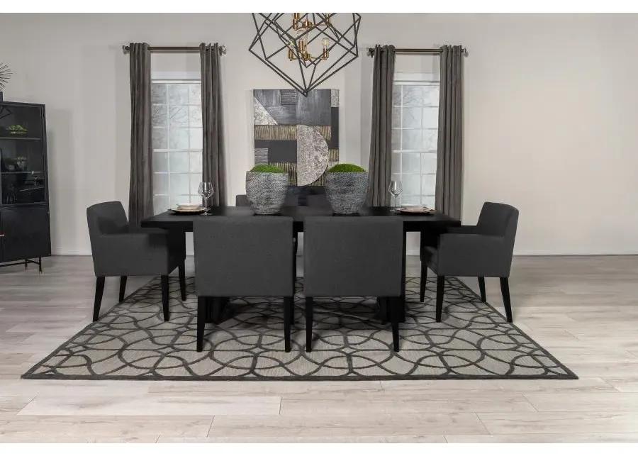 Catherine 7-piece Double Pedestal Dining Table Set Charcoal Grey and Black