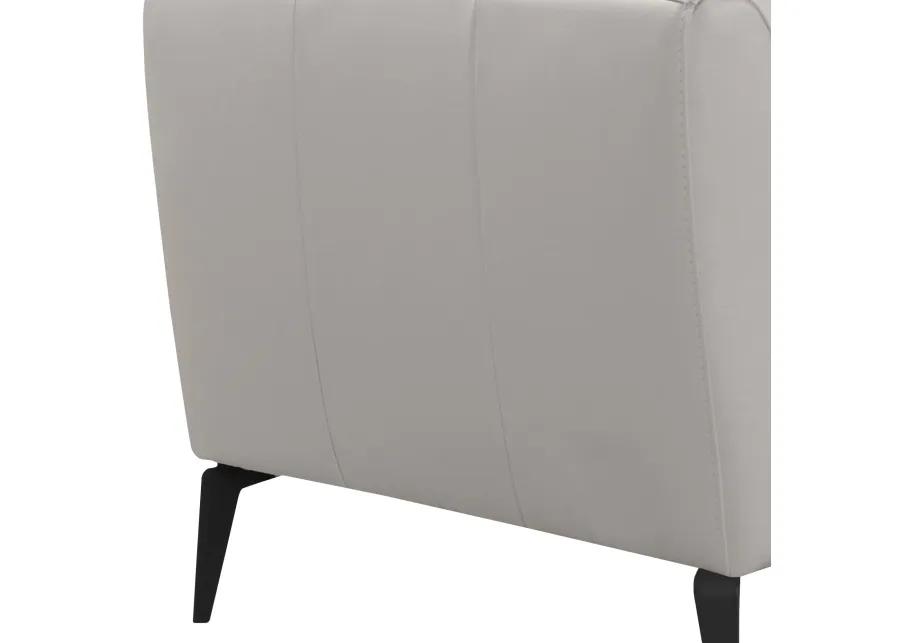 Hope Contemporary Chair in Genuine Dove Gray Leather with Black Metal Legs