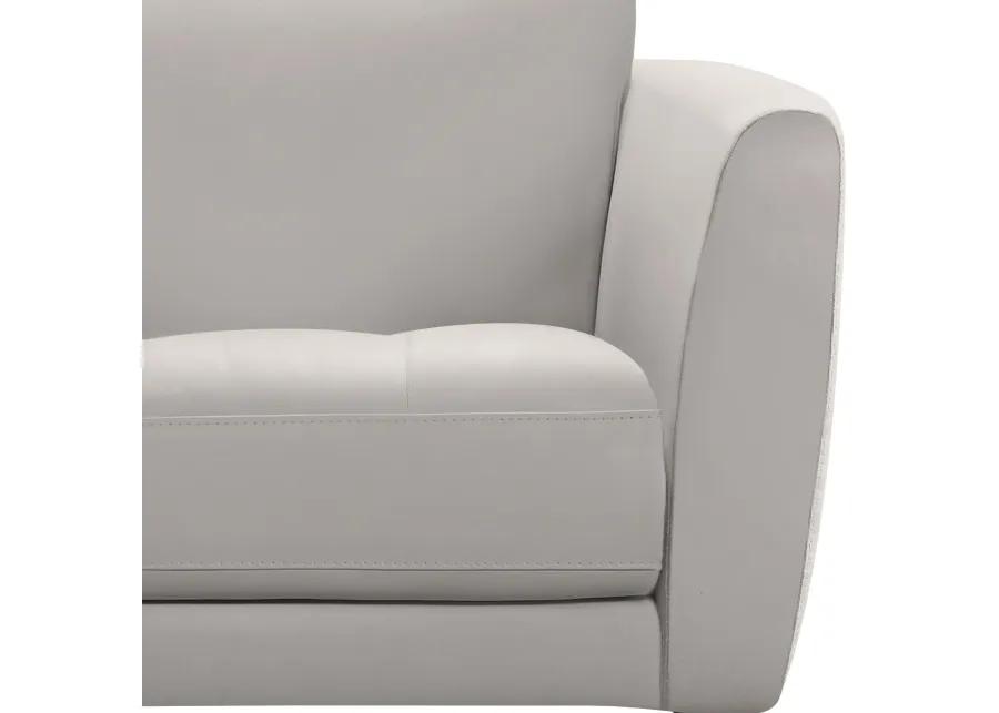 Hope Contemporary Chair in Genuine Dove Gray Leather with Black Metal Legs