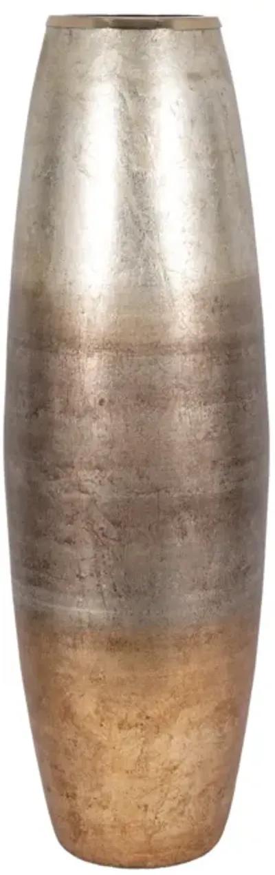 31" Curved Glass Vase Metallic Ombre Finish, Multi