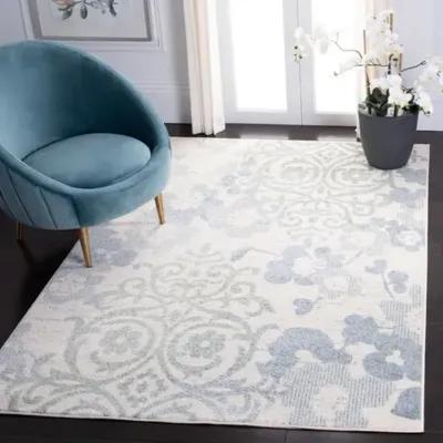 Adirondack Contemporary Ivory / Blue 4'-5" x 6'-5" Powerloomed Rug