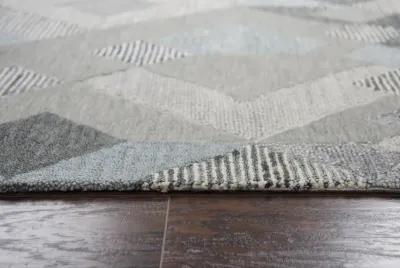 Idyllic Dark Gray Geometric Wool 2'6" x 8' Runner Rug