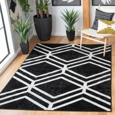 ADIRONDACK Contemporary Black / Ivory 2'-6" X 8' Powerloomed Rug