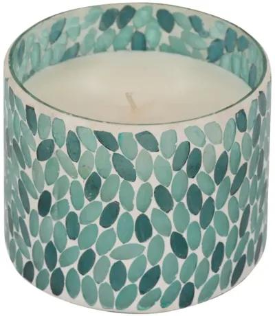 Glass, 5" 26 Oz Mosaic Scented Candle, Blue Multi