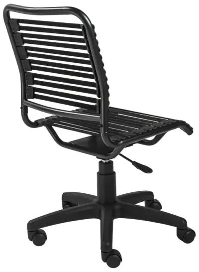 Allison Bungie Flat Low Back Office Chair in Black with Graphite Black Frame and Black Base