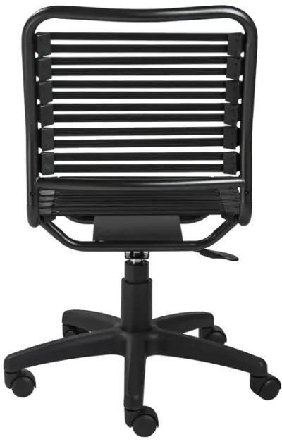 Allison Bungie Flat Low Back Office Chair in Black with Graphite Black Frame and Black Base