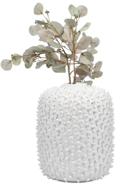 Stoneware, 13" Hand Made Dot Vase, White