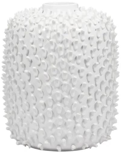 Stoneware, 13" Hand Made Dot Vase, White