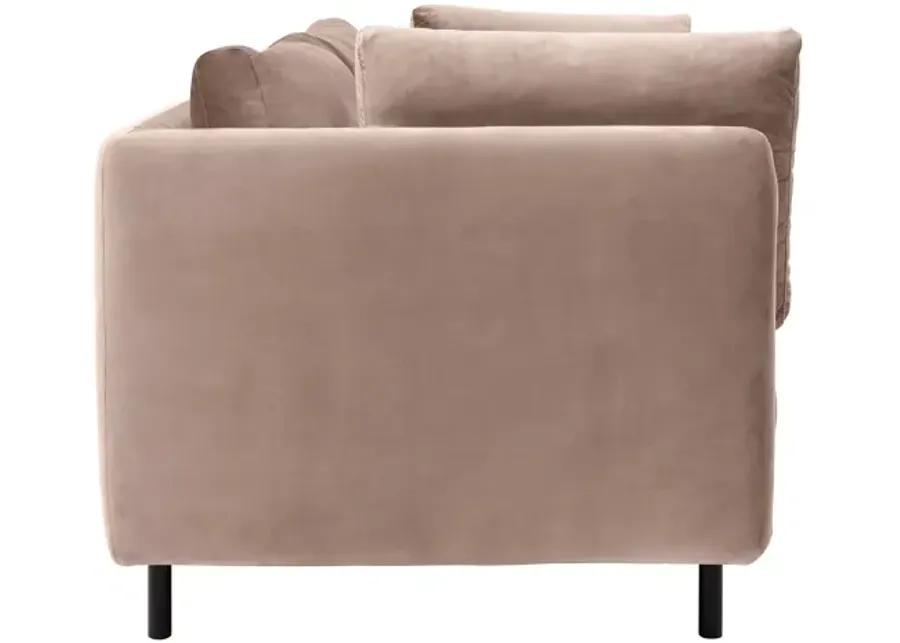 Serenity 79" Mauve Velvet Sofa with Black Metal Legs