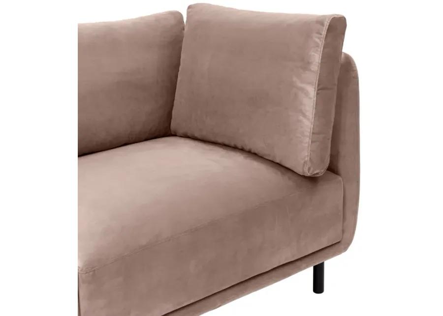 Serenity 79" Mauve Velvet Sofa with Black Metal Legs