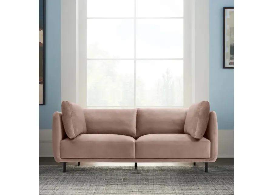 Serenity 79" Mauve Velvet Sofa with Black Metal Legs