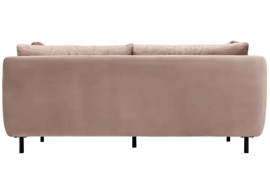 Serenity 79" Mauve Velvet Sofa with Black Metal Legs