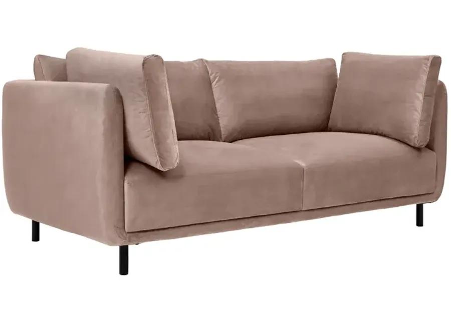 Serenity 79" Mauve Velvet Sofa with Black Metal Legs