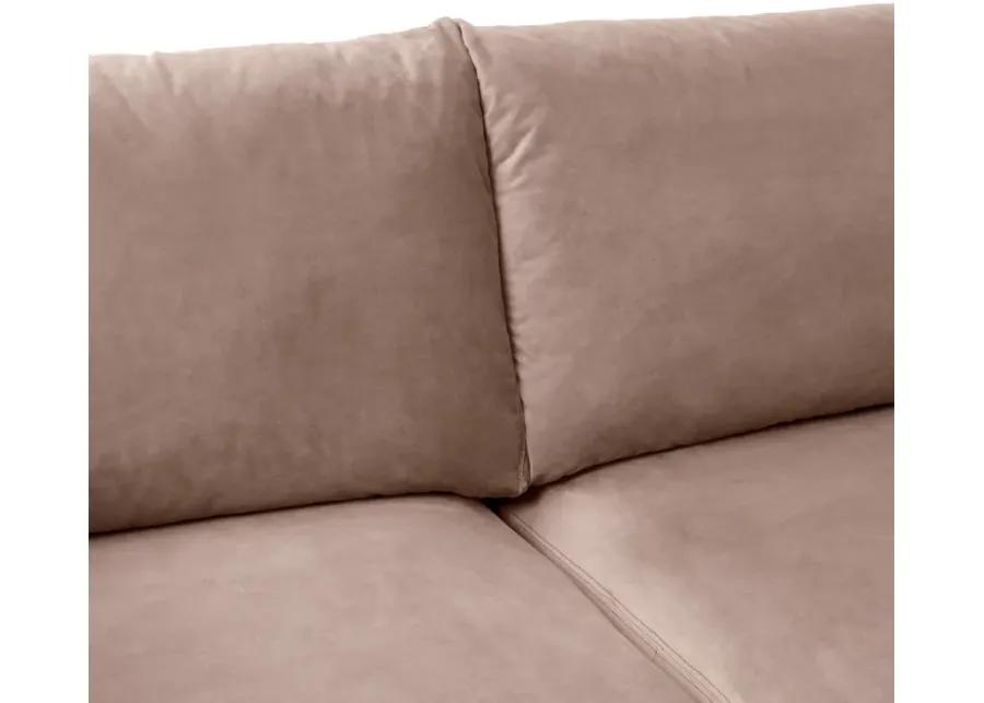 Serenity 79" Mauve Velvet Sofa with Black Metal Legs