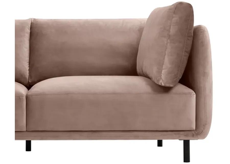 Serenity 79" Mauve Velvet Sofa with Black Metal Legs