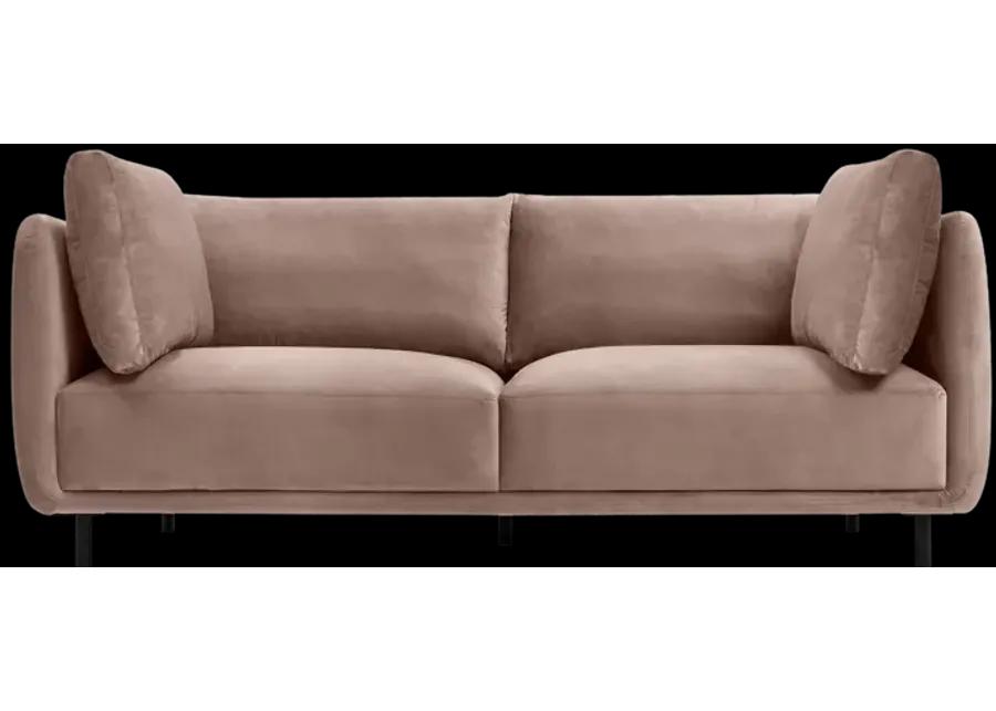 Serenity 79" Mauve Velvet Sofa with Black Metal Legs