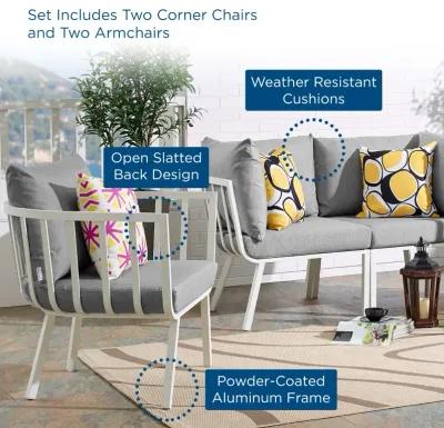 Riverside 4 Piece Outdoor Patio Aluminum Set