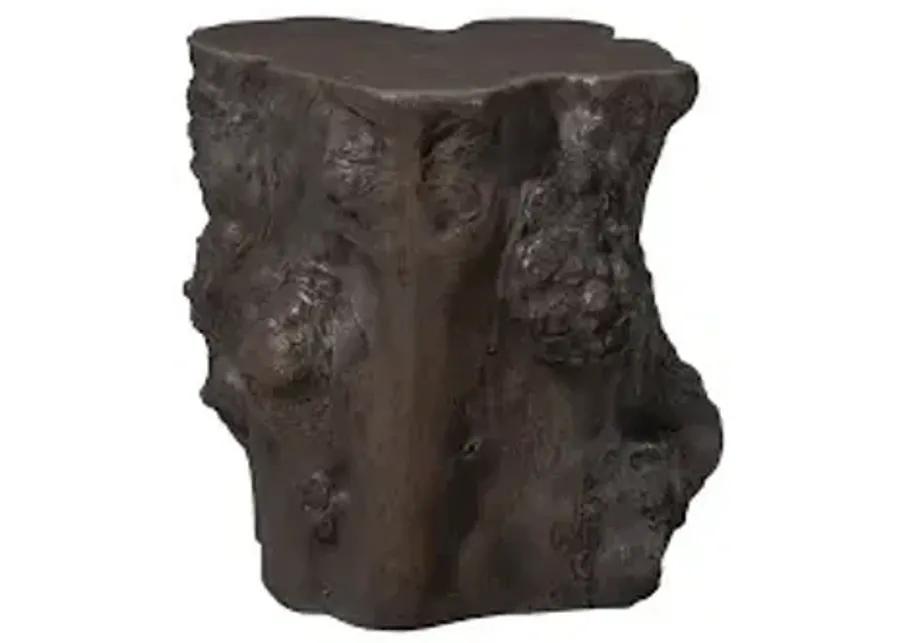 log side table, bronze