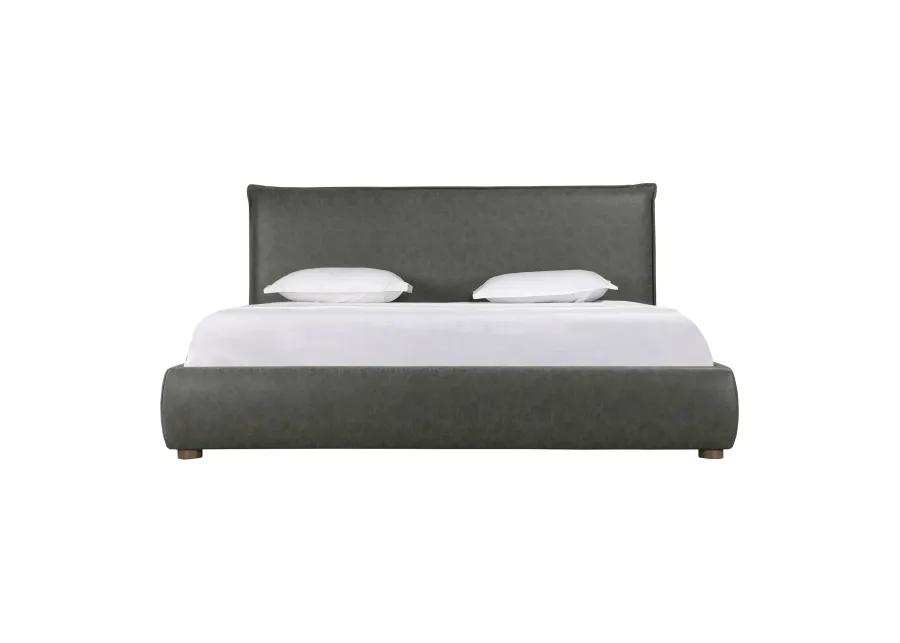 LUZON KING BED SLATE VEGAN LEATHER