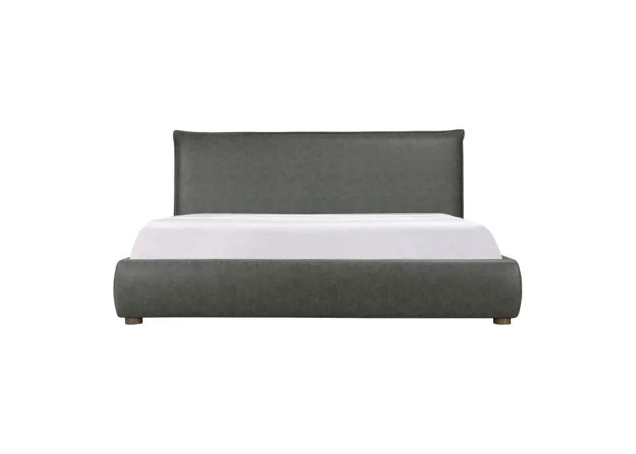 LUZON KING BED SLATE VEGAN LEATHER