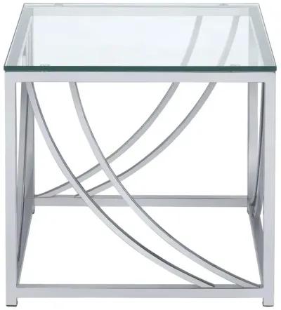 Lille Glass Top Square End Table Accents Chrome