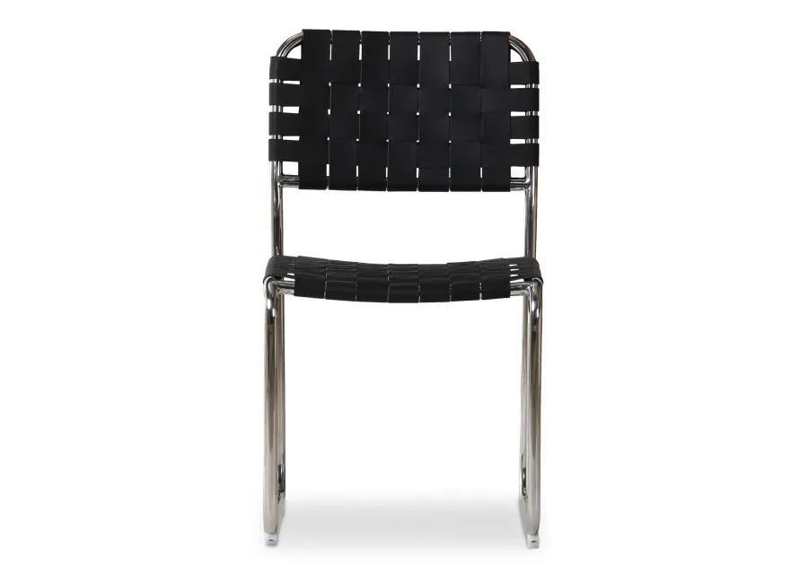 Moma Stainless Steel Dining Chair Black Leather - Set Of Two