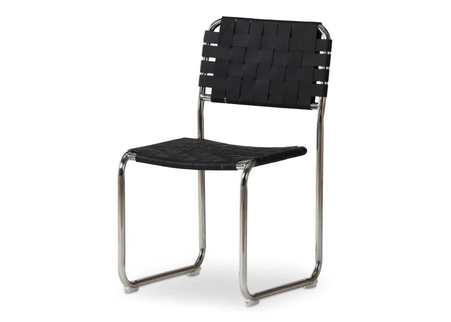 Moma Stainless Steel Dining Chair Black Leather - Set Of Two