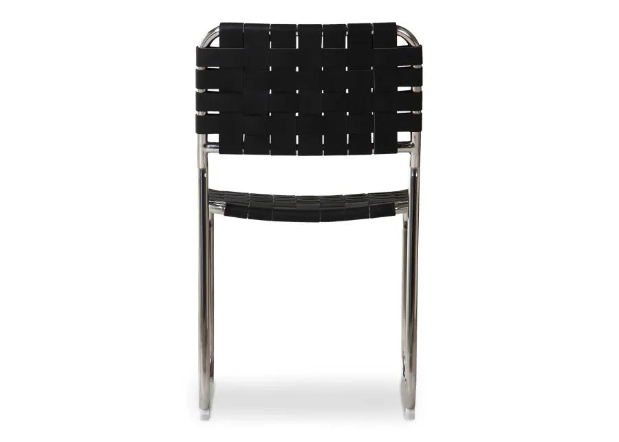 Moma Stainless Steel Dining Chair Black Leather - Set Of Two