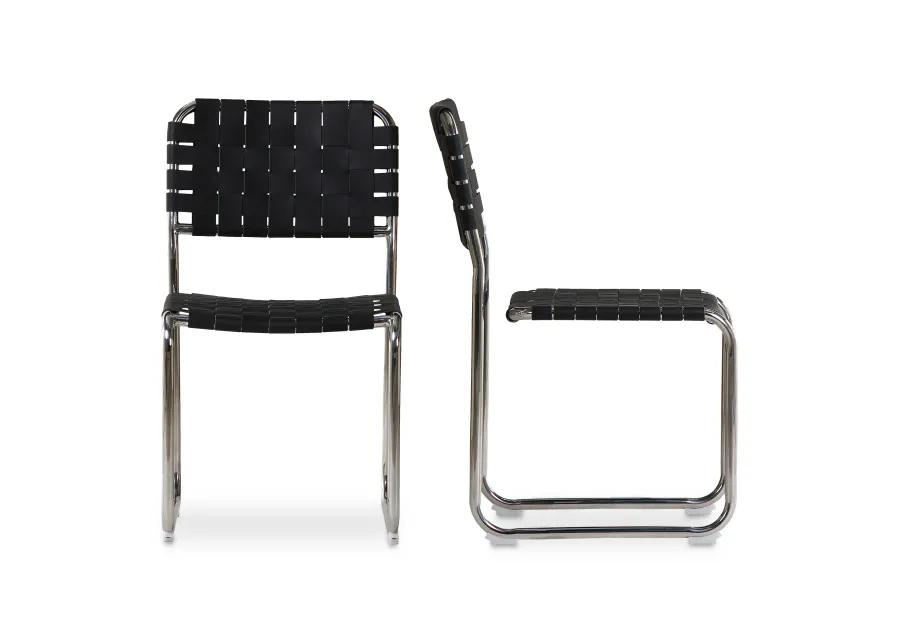 Moma Stainless Steel Dining Chair Black Leather - Set Of Two