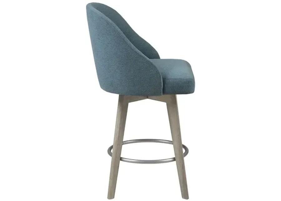 Madison Park Pearce Blue Counter Stool with Swivel Seat