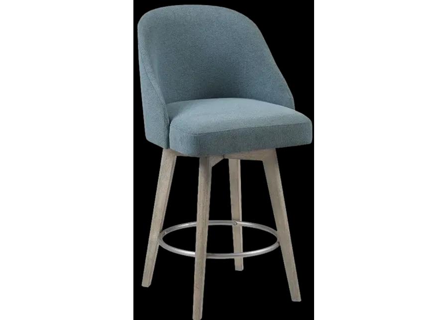 Madison Park Pearce Blue Counter Stool with Swivel Seat