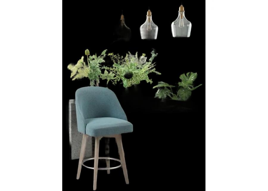 Madison Park Pearce Blue Counter Stool with Swivel Seat