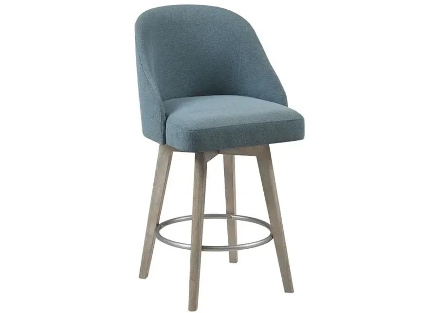 Madison Park Pearce Blue Counter Stool with Swivel Seat