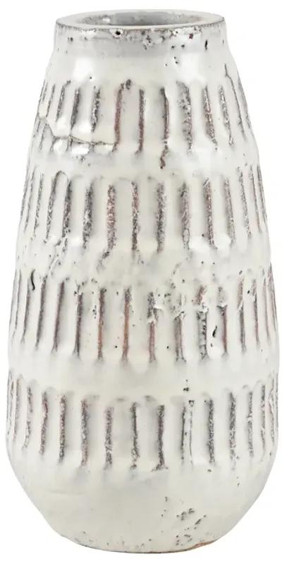 Muriel Vase  -  Large Aged White Glazed - Set of 4