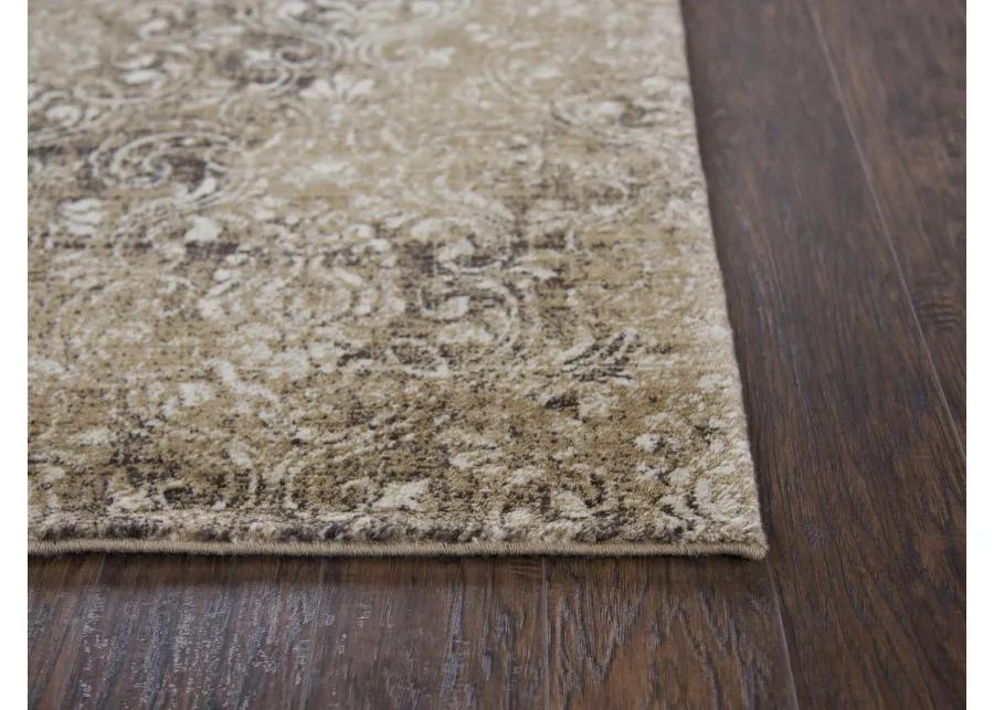 Gossamer Gold Damask 100% New Zealand Wool 2'6" x 8' Runner Rug