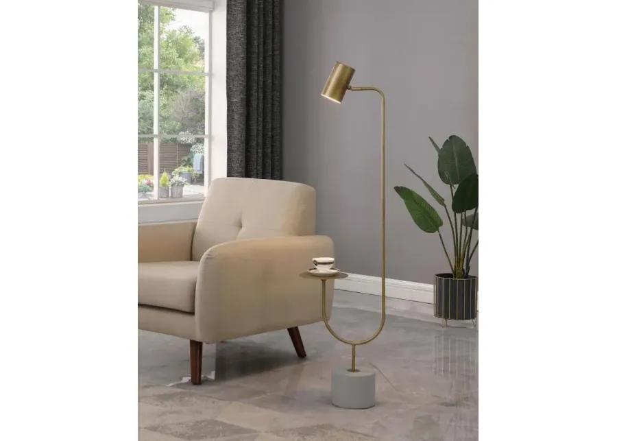 Jodie Round Base Floor Lamp Antique Brass and Grey