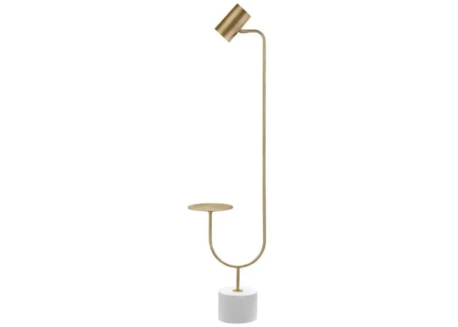 Jodie Round Base Floor Lamp Antique Brass and Grey