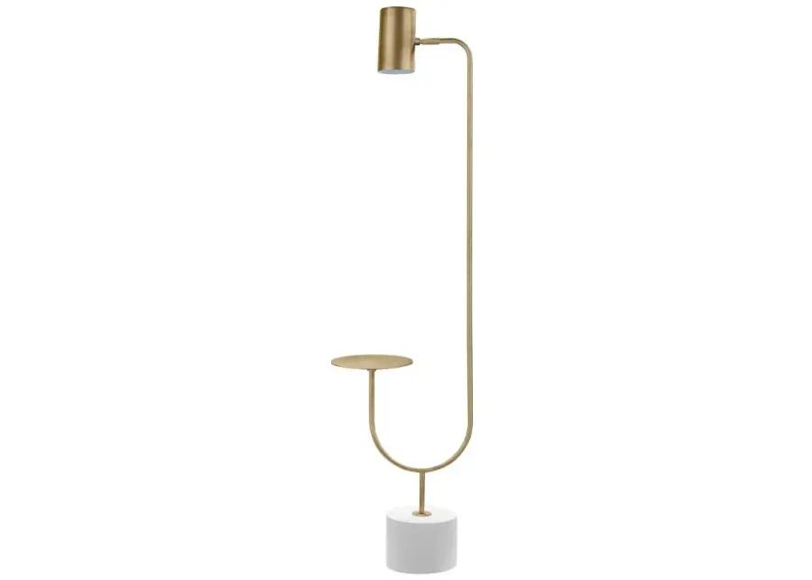 Jodie Round Base Floor Lamp Antique Brass and Grey