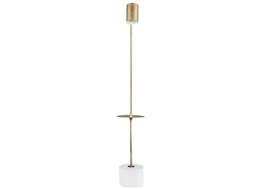 Jodie Round Base Floor Lamp Antique Brass and Grey