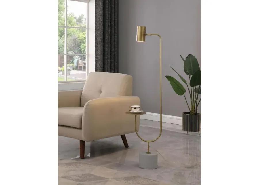 Jodie Round Base Floor Lamp Antique Brass and Grey