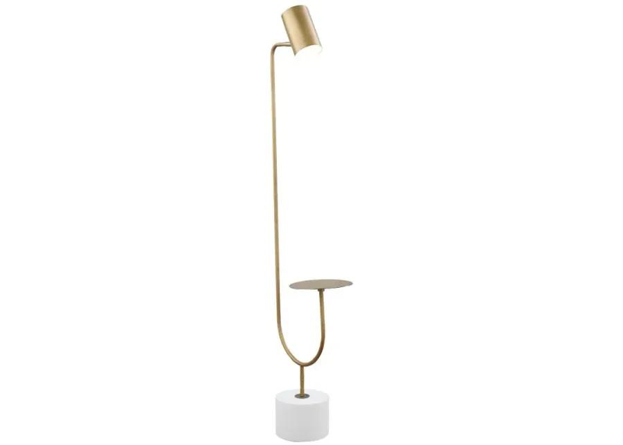 Jodie Round Base Floor Lamp Antique Brass and Grey