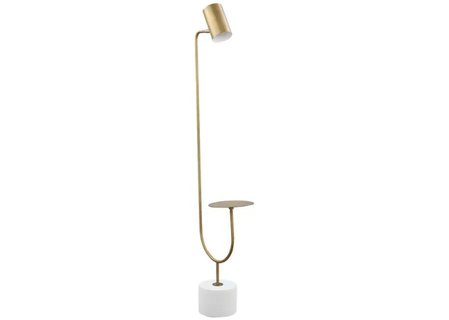 Jodie Round Base Floor Lamp Antique Brass and Grey