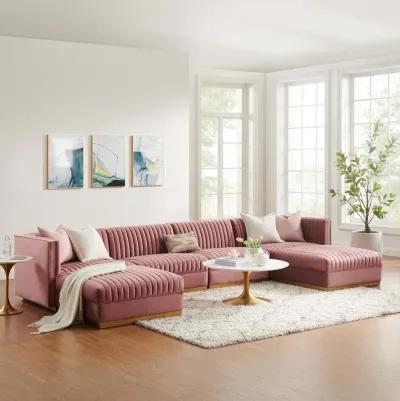 Sanguine Channel Tufted Performance Velvet 6-Piece Modular Sectional